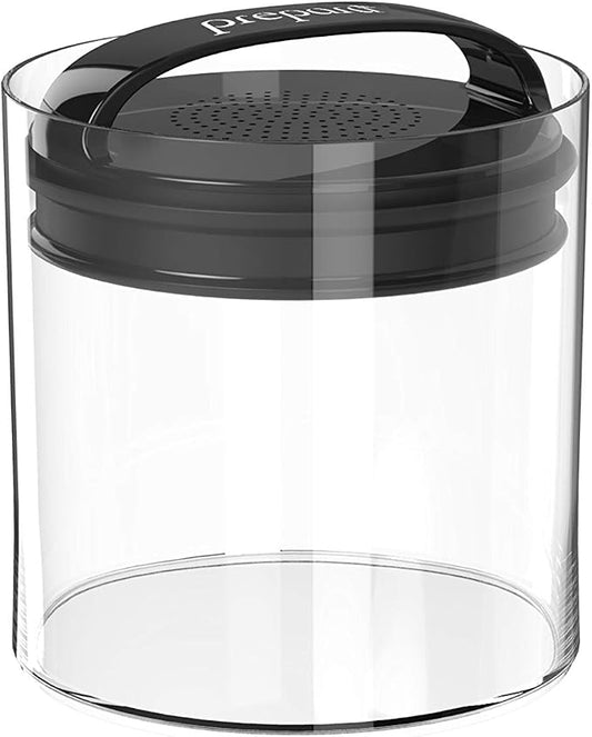 Prepara Evak Fresh Saver Airtight Plastic Container, Large/Short (5.75” x 5.75”, 7.2 Cups), BPA-Free Food Storage Canister Vacuum Sealed Lid Handle, Odor Resistant, Ideal for Coffee Beans & Dry Goods