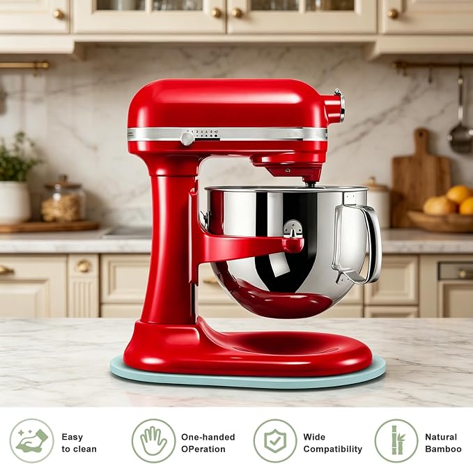 Mixer Slider for Kitchen Aid 5-8 Qt Bowl Lift Stand Mixer, Kitchen Appliance Wood Sliding Mat Countertop Storage Attachments, Mixer Accessories Sliding Tray Moving Board for Kitchen Aid, Blue