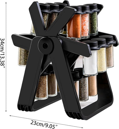 Rotating Spice Rack Organizer 360 Degree Ferris Wheel Rotation with 18 Glass Jar Set Seasoning Organizer for Countertop Revolving Spice Rack with Jars Organizer Countertop