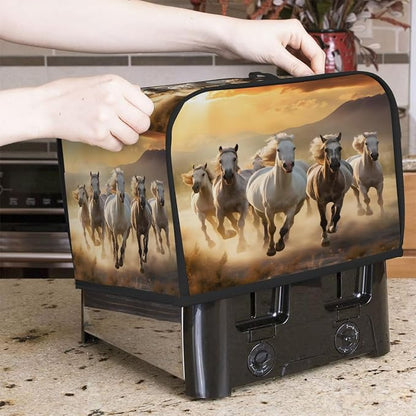 Animal Horse Toaster Cover 4 Slice Wide Slot Washable Toaster Covers | Running Horse Dust and Fingerprint Protection Bread Maker Covers for Kitchen Accessories Decor Bakeware Women Gift