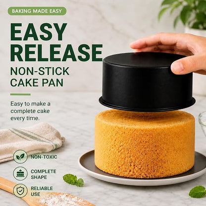 P&P CHEF 5 Inch Cake Pan Set of 3, Non-Stick Round Cake Pans Tins for Tier Smash Cakes, Baking Pans Set & Essential Bakeware, Stainless Steel Core & Leak-Proof