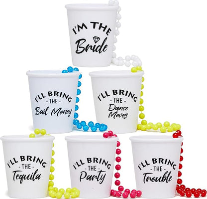 Funky Junque Bundle of Trouble Bride Shot Glass Necklace Set, Tequila Necklace 6-Pack Bachelorette Party Supplies - 6 Pack: Dance Moves Bundle