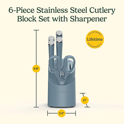 Artisan Elite Stainless Steel Cutlery 6 Piece Knife Block Set, Blue