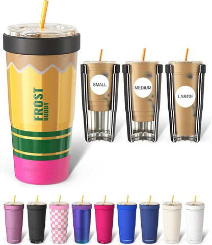 Frost Buddy Togo Buddy | 30 oz Stainless Steel Vacuum Insulated Tumbler | To Go Coffee Cup – Iced Coffee Cups, Iced Coffee Sleeve, Travel Mug, Thermal Cup for Hot & Cold Drinks, Dunkin Cup (Pencil)