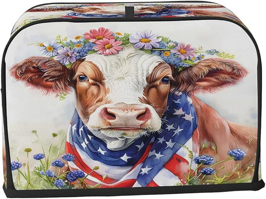 Highland Cow Toaster Cover 2 Slice Wide Slot Washable Toaster Covers | Flower Animal Dust and Fingerprint Protection Bread Maker Covers for Kitchen Accessories Decor Bakeware Women Gift