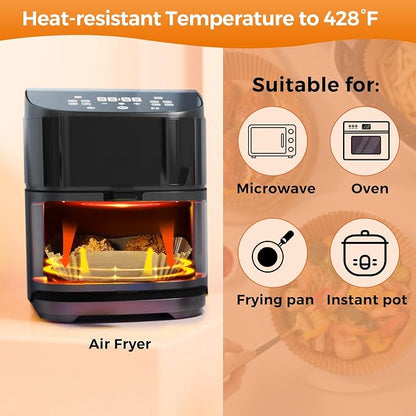Air Fryer Paper Liner Disposable - 100PCS 6.5 Inch Square Liners for Air Fryer, Grease and Water Proof Non Stick Basket Parchment Paper