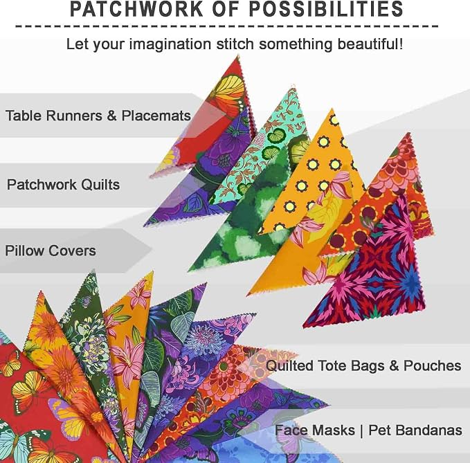 Soimoi 40 Pcs Cotton Fabric Squares Bundles Charm Packs for Quilting, Fat Quarter Layer Cakes, Precuts Quilt Squares 10 x 10 inches, DIY Fabric Bundle - Flora Mosaic