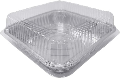 Fig & Leaf (35 Pack) 8” x 8” Square Baking Cake Pans with Plastic Dome Lids | Heavy Duty l Disposable Aluminum Foil Tins l Portable Food Containers l Perfect for Roasting Oven Toaster Cooking