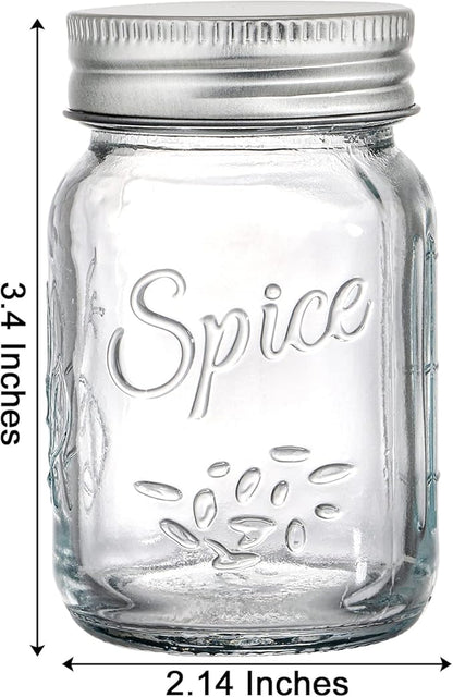 Coloch 30 Pack 4 Oz Glass Mason Spice Jar with Shaker Lids& Labels, Empty Spice Bottle Mini Mason Jars with Airtight Metal Caps and Collapsible Funnel for Herbs & Spices