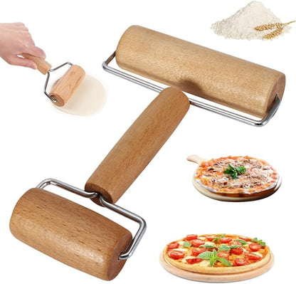 Small Rolling Pin,Wooden Dough Roller T-Shape Pastry Roller,Non-Stick Pizza Dough Roller for Baking Cookies Pizza Pie Fondant,Multifunctional Pizza Roller Tool (4.13in)