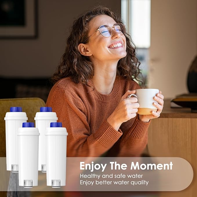 DLSC002 Water Filter Replacement Compatible With Delonghi Coffee Machine Filter Activated Carbon Softener For De'longhi Magnifica evo, Dinamica, Eletta, ECAM, ESAM, ETAM, Bco410/420, Ec680/800, 2 Pack
