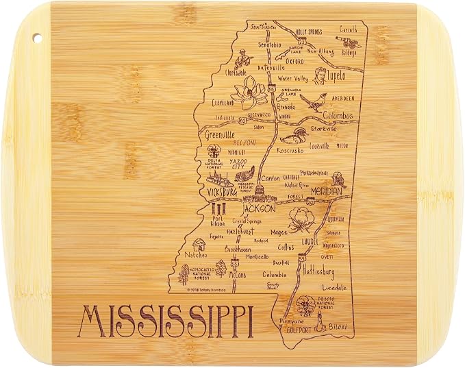 Totally Bamboo A Slice of Life Mississippi State Serving and Cutting Board, 11" x 8.75"