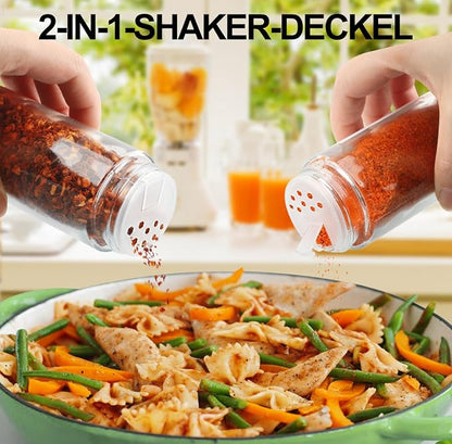 AISIPRIN Glass Spice Jars with 398 Labels-4oz 24 Pcs,Round Seasoning Jars with Bamboo Airtight Lids,Spice Container Set -Shaker Lids, Funnel,Brush and Marker Included