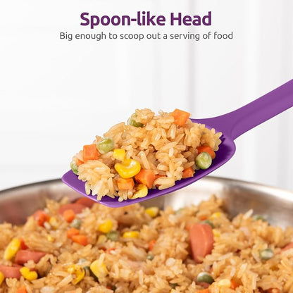 600ºF Heat Resistant Silicone Spoons: U-Taste Flexible Baking Spoon Spatula & Cooking Scoop Spoonula, Seamless Soft Kitchen Utensils for Serving, Scraping, Scooping in Non-Stick Cookware (Purple)