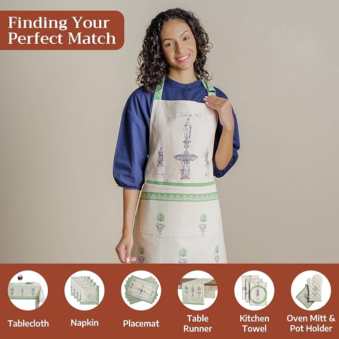 Maison d' Hermine 100% Cotton Apron for women with Pocket Kitchen Chef Apron for Men Cooking Spring Summer