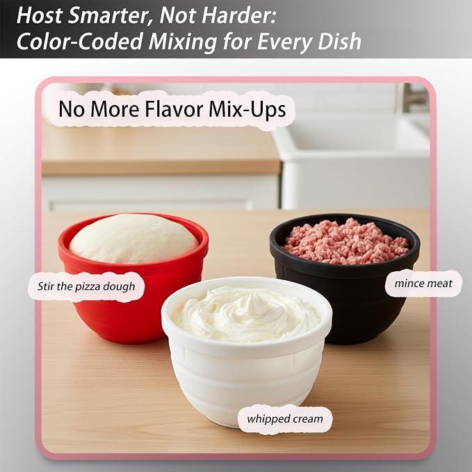 Silicone Bowl Liners for KitchenAid Tilt-Head 5 Qt Stand Mixers, Extra-Thick Silicone Liners for Kitchenaid Mixer, Liners with Lids Set Suitable for Baking, Dishwasher Safe Food Grade Silicone Insert