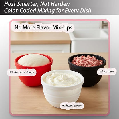 Silicone Bowl Liners for KitchenAid Tilt-Head 5 Qt Stand Mixers, Extra-Thick Silicone Liners for Kitchenaid Mixer, Liners with Lids Set Suitable for Baking, Dishwasher Safe Food Grade Silicone Insert