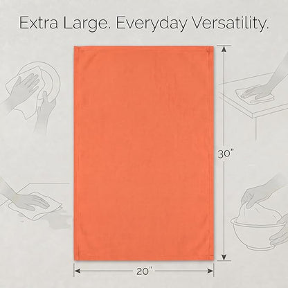 Urban Villa Kitchen Towels 100% Cotton Dish Towels for Kitchen(Set of 6) 20”x30” Dish Cloths Highly Absorbent Kitchen Linen Set with Hanging Loop Perfect for Drying Dishes Cleaning Hand Towels –Coral