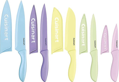 Cuisinart C55-10PCPL Ceramic Coated Knife Set with Blade Guard Sheaths (10- Piece Set) in Pastel Bright's