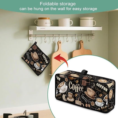 Toaster Cover 2 Slice Black Coffee Theme Cover for 2 Slice Slim Toaster Easy to Fold and Carry Small Appliance Covers, Dustproof & Water-Resistant, Easy to Clean