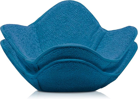 Set 2X Light Blue 7" sq. x 4"H Microwave Polyester Bowl Cloth - Home Kitchen Plate Hot Pads Pot for Microwaveable - Hot Heatproof Plate Holder Pots Holders for Bowls - Good Kitchen Accessories