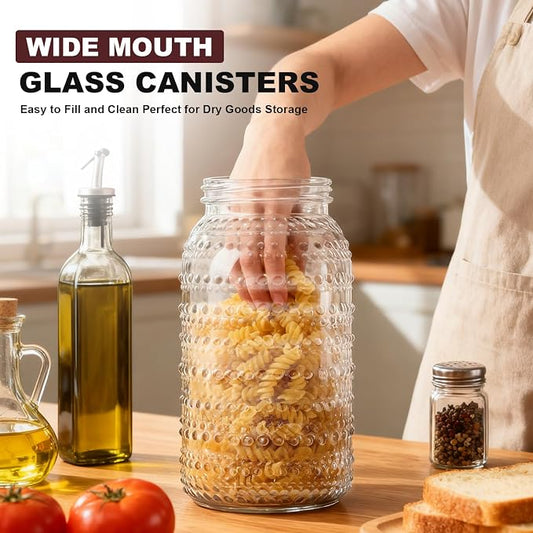 Wide Mouth Mason Jars 64 oz, 4 Pack Large Half Gallon Mason Jars with Lids, Glass Canning Jars for Fermenting, Pickling, Storing Food, Meal Prep, Salad Jam