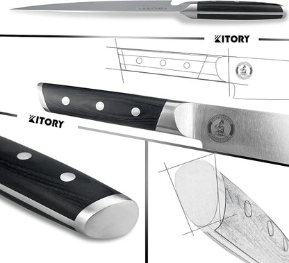Kitory Chef Knife 8" - Japanese Style Pro Kitchen Knife - Forged German High Carbon Steel - Full Tang Pakkawood Handle-Gift Box included