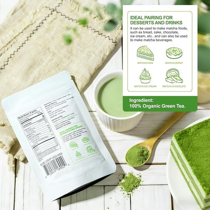 Soeos Organic Matcha Powder, Matcha Green Tea Powder, 2 oz (4 Pack), Total 8 oz, Antioxidant-Rich Matcha Powder for Lattes, Smoothies and Baking, Recyclable Bags