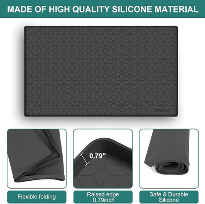 Under Sink Mat, 28" x 22" Waterproof Silicone Under Sink Tray for Kitchen & Laundry Cabinets, Kitchen Cabinet Shelf Protector, Up to 3 Gallons Liquid, Fits 36 inch Standard Cabinet (Black)