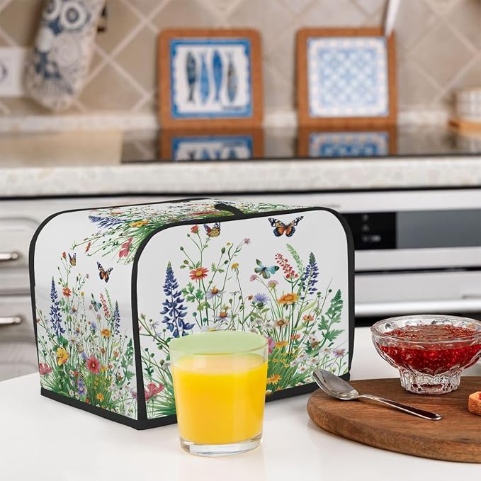 Toaster Cover 2 Slice Wide Slot Green Grass SpringBread Toaster Oven Dustproof Cover Small Appliance Kitchen Covers Dust and Fingerprint Protection for Women Gift 2 Slice