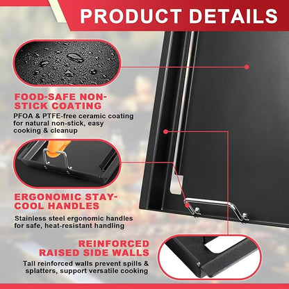 6789 Genesis II 400 Full Size Griddle Insert for Weber GS4 II 400 Series Grills Parts Genesis 2 E-410 S410 E-435 S-435 E-440 S-440 LX E/S-440 Flat Top Griddle with Handles, Carbon Steel for 66097