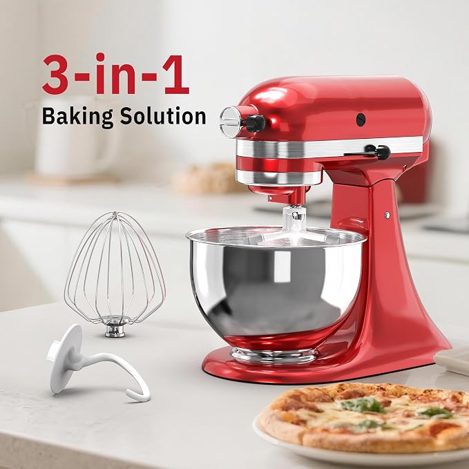 Flex Edge Beater 3Pcs for KitchenAid Mixer Attachments and Accessories Compatible with 4.5-5 Quart Tilt-Head Stand Mixers (K45WW 6-Wire Whip, 4.5-5QT Flat Beater Paddle, 4.5-5QT Dough Hook Attachment)