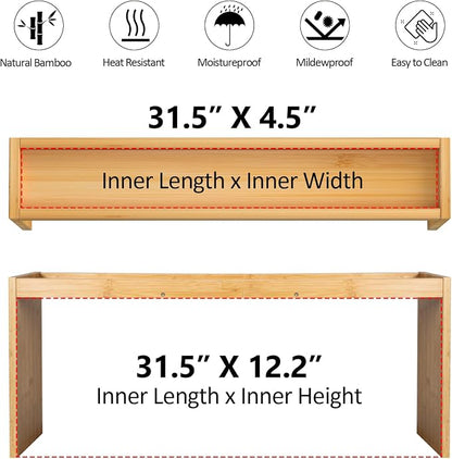 Over the Stove Spice Rack, 33" Wide Bamboo Shelf Rack Organizer for Stove Top