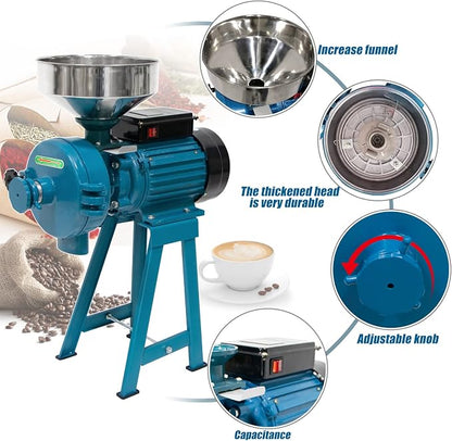 Slsy Heavy Duty Electric Wet & Dry Grain Mill Grinder, 3000W High Power Milling Machine, 110V Commercial Grain Grinder for Corn, Wheat, Rice, Soybeans, Feed