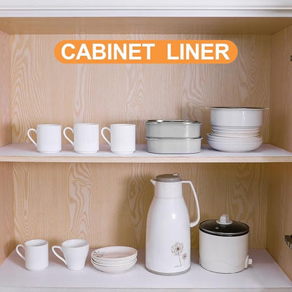 FLPMIX White Cabinet Drawer Liner: Non-Adhesive Kitchen Shelf Liners 10" W x 240" L - Easy to Cut & Clean Waterproof Bathroom Cupboard Paper for Pantry Shelves
