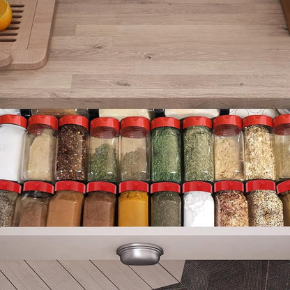 28 Pack 16 Oz Plastic Spice Jars Bottles Containers with Red Cap Empty Seasoning Bottles Large Clear Spice Shaker and Stickers for Storing Spice, Salt, Herbs