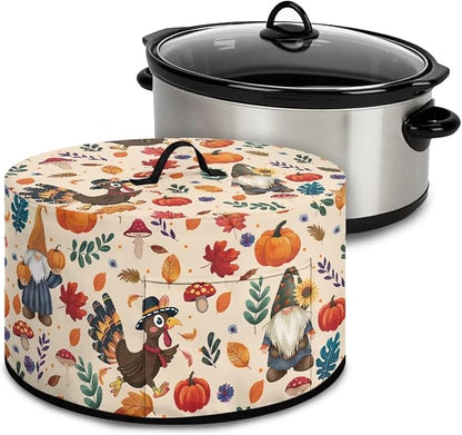 Gnomes Turkeys Slow Cooker Dust Cover 6-8 qt Crock for Pot Keep Small Kitchen Appliance Clean Kitchen Home Accessories Thanksgiving Decor Cover
