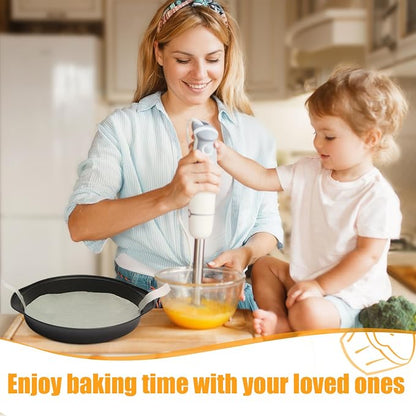 8" Round Cake Pan, 3PCS Nonstick Cake Pans with 100 PCS Parchment Paper, Carbon Steel Cake Baking Pans with Handle, Dishwasher Safe