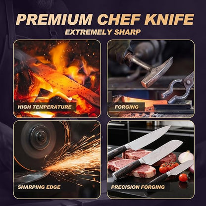 Kitchen Knife, High Carbon Stainless Steel Professional Sharp Chef Knife Set, Japanese Chefs Knives for Home Food Cooking Meat Cutting, Chopping Knife