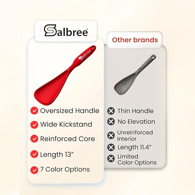 Silicone Spoon Spatula for Cooking - Multifunction Scoop Spatula Spoonula - Heat Resistant Cooking Spoon for Nonstick Cookware - Large Silicone Kitchen Spoon - Seamless Design (Black/Red,2pcs)