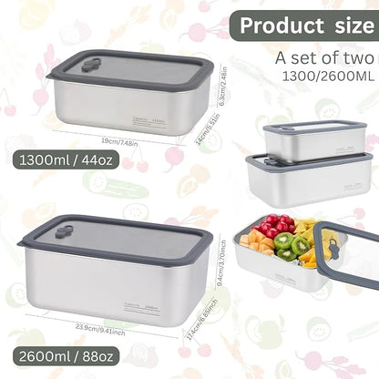 Stainless Steel Food Storage Containers-2Pcs Leakproof, Airtight Stainless-Steel Bowls with Lids, Freezer/Dishwasher/Microwave Safe Containers, Durable & Stackable Stainless Steel Containers with Lids