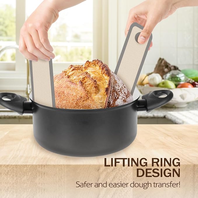 Koolstuffs Silicone Bread Sling for Dutch Oven, 2 PCS Non-Stick & Easy Clean Reusable Sourdough Mat, Sourdough Bread Baking Supplies, Tools ＆ Accessories