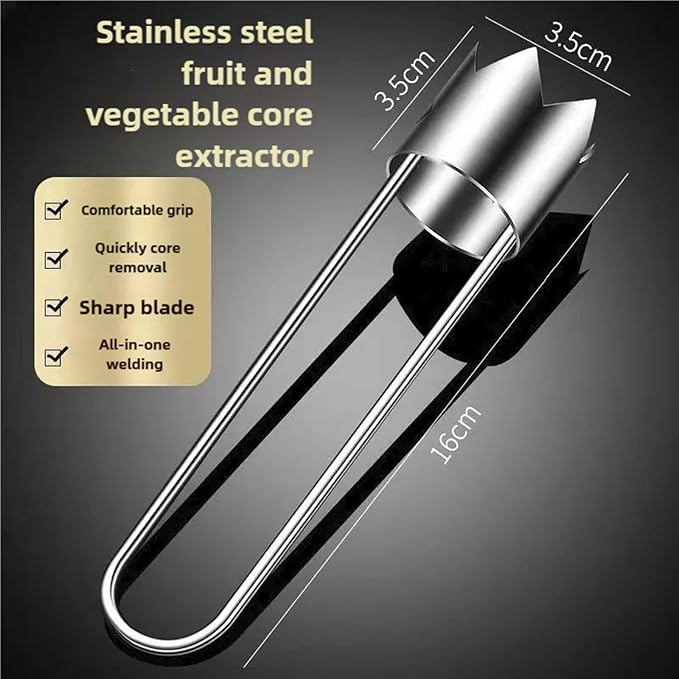 Fruit and Vegetable Corer Pepper Seed Apple Remover Bell Pepper Tomato Corer Tool Stainless Steel Kitchen Gadget Silver 2 PCS
