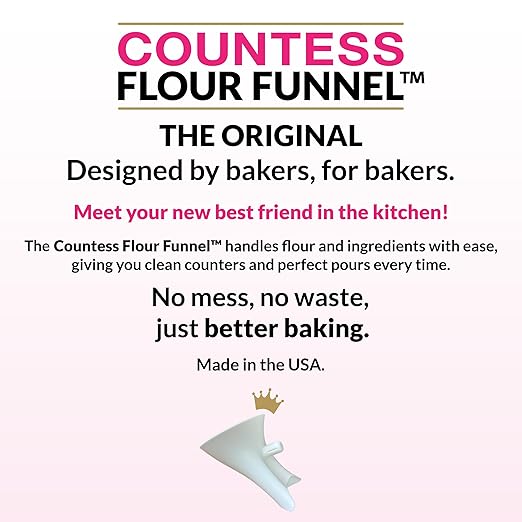 Countess Flour Funnel™ - Stand Mixer Attachment by The Cookie Countess (White)