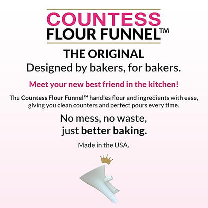 Countess Flour Funnel™ - Stand Mixer Attachment by The Cookie Countess (White)