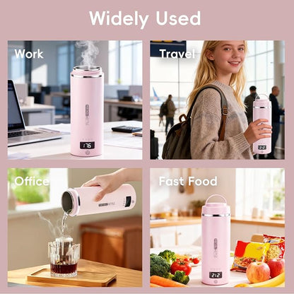 Travel Kettle, Portable Electric Kettle with 4 Temperature Controls, 304 Stainless Steel with Auto Shut-off & Leak Proof, Pink(120V)