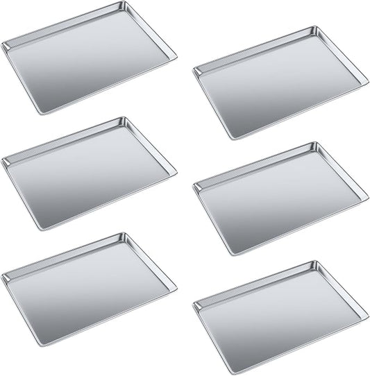 Pack of 6 | 18 in. x 26 in. Full Size Aluminum Bun. / Sheet Pan | Ideal for baking, roasting, cooling, prepping, or storing - a must-have in restaurants, bakeries, and busy kitchens.
