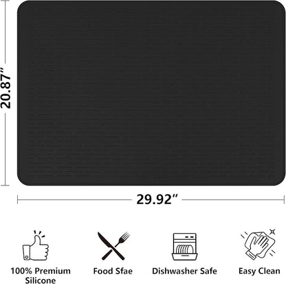 Stove Top Cover for Electric Stove- Range Covers for Electric Stove,Silicone XXL Dish Drying Mat, Glass Cooktop Covers, Flat RV Range top Mats (Black, 30"x21")