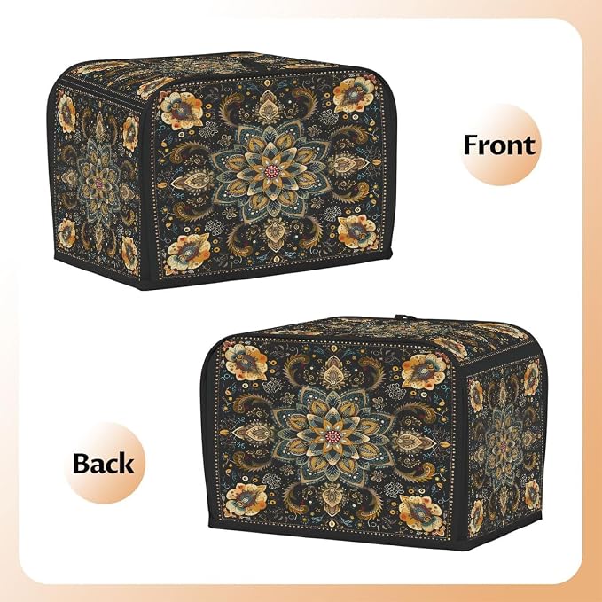 Toaster Cover 4 Slice Wide Slot Carpet RetroBread Toaster Oven Dustproof Cover Small Appliance Kitchen Covers Dust and Fingerprint Protection for Women Gift 4 Slice