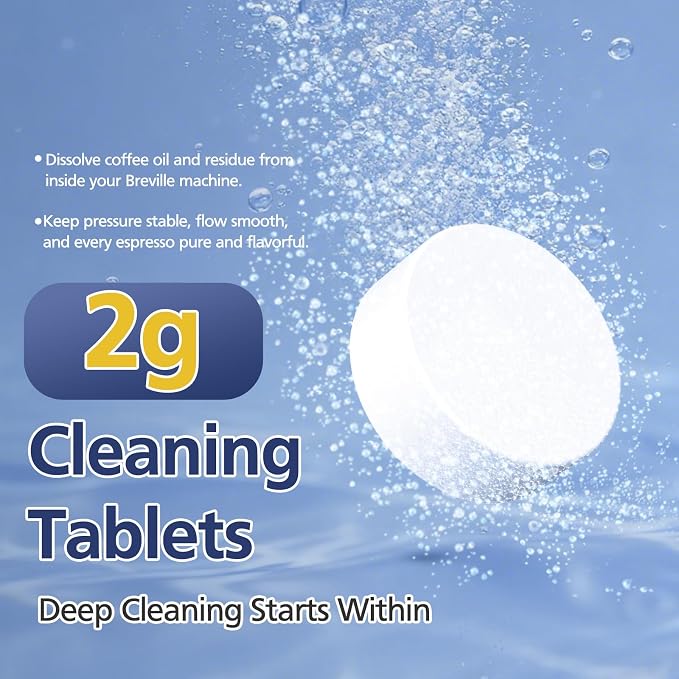 Cleaning Tablets and Water Filters for Breville Espresso Machines, Cleaning Kit for Breville - 60 Count 2g Espresso Machine Tablets and 8 Water Filters - 16 Months Supply